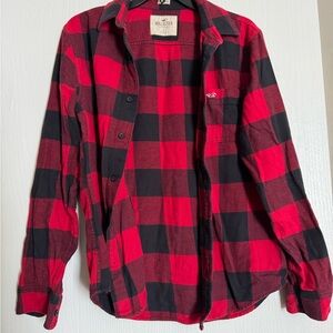 Hollister Red & Black Plaid Button-Down Shirt